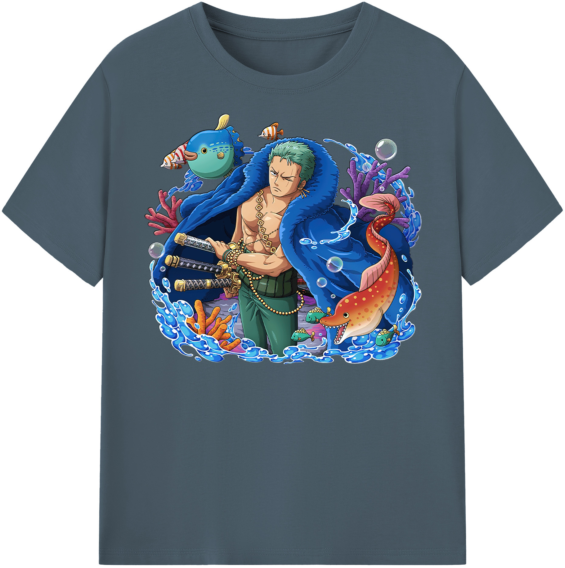 ワンピース ロロノア・ゾロ ONE PIECE Roronoa Zoro 綿100％半袖Tシャツ（フロントプリント）